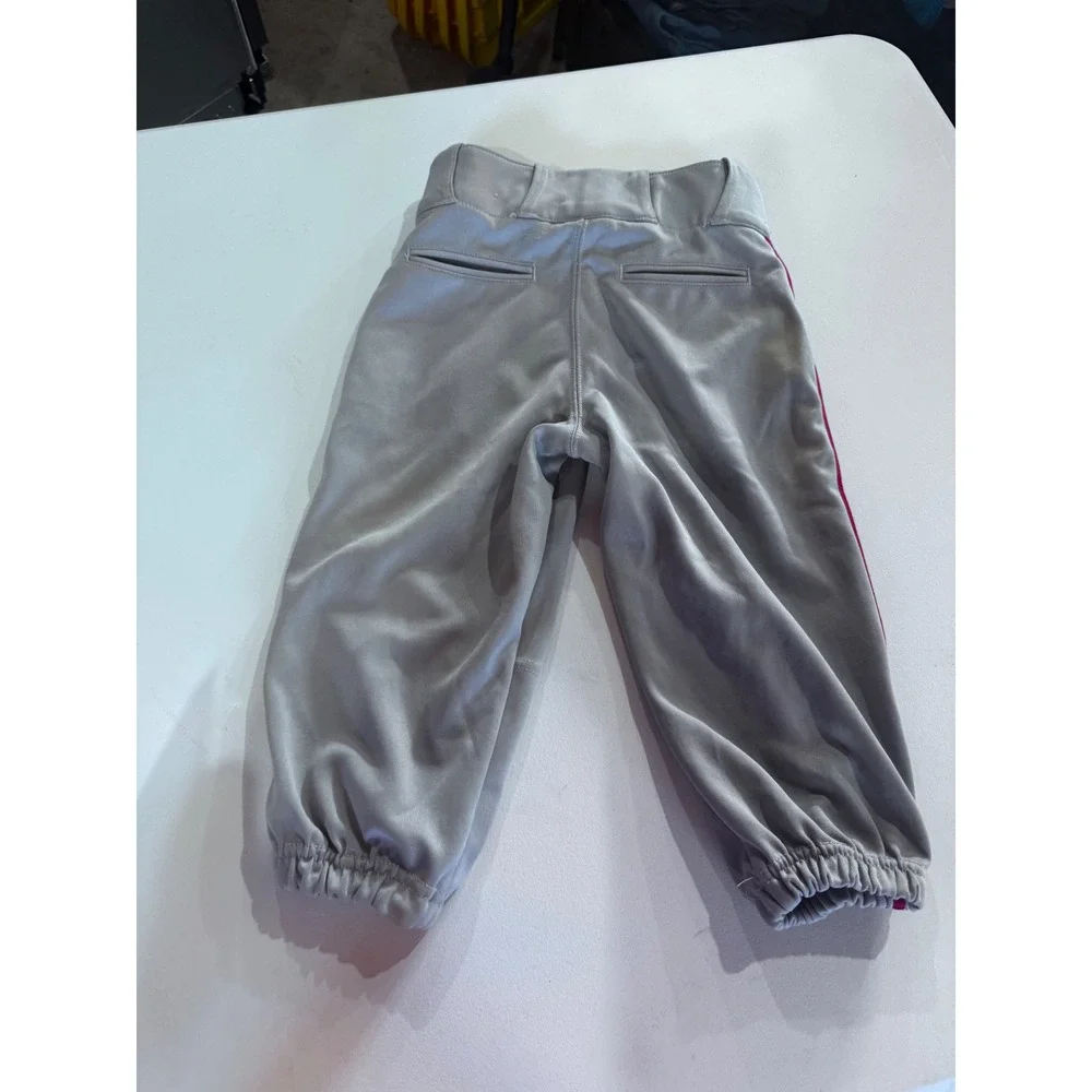 Champro Youth Medium Baseball Pants Grey Maroon Side Stripe Athletic Knickers